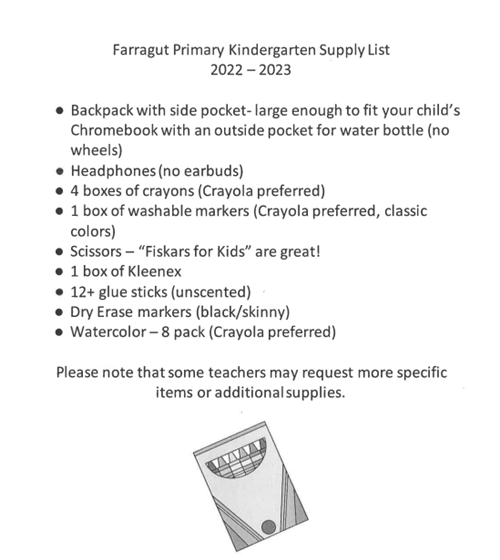 K Supply List 22-23